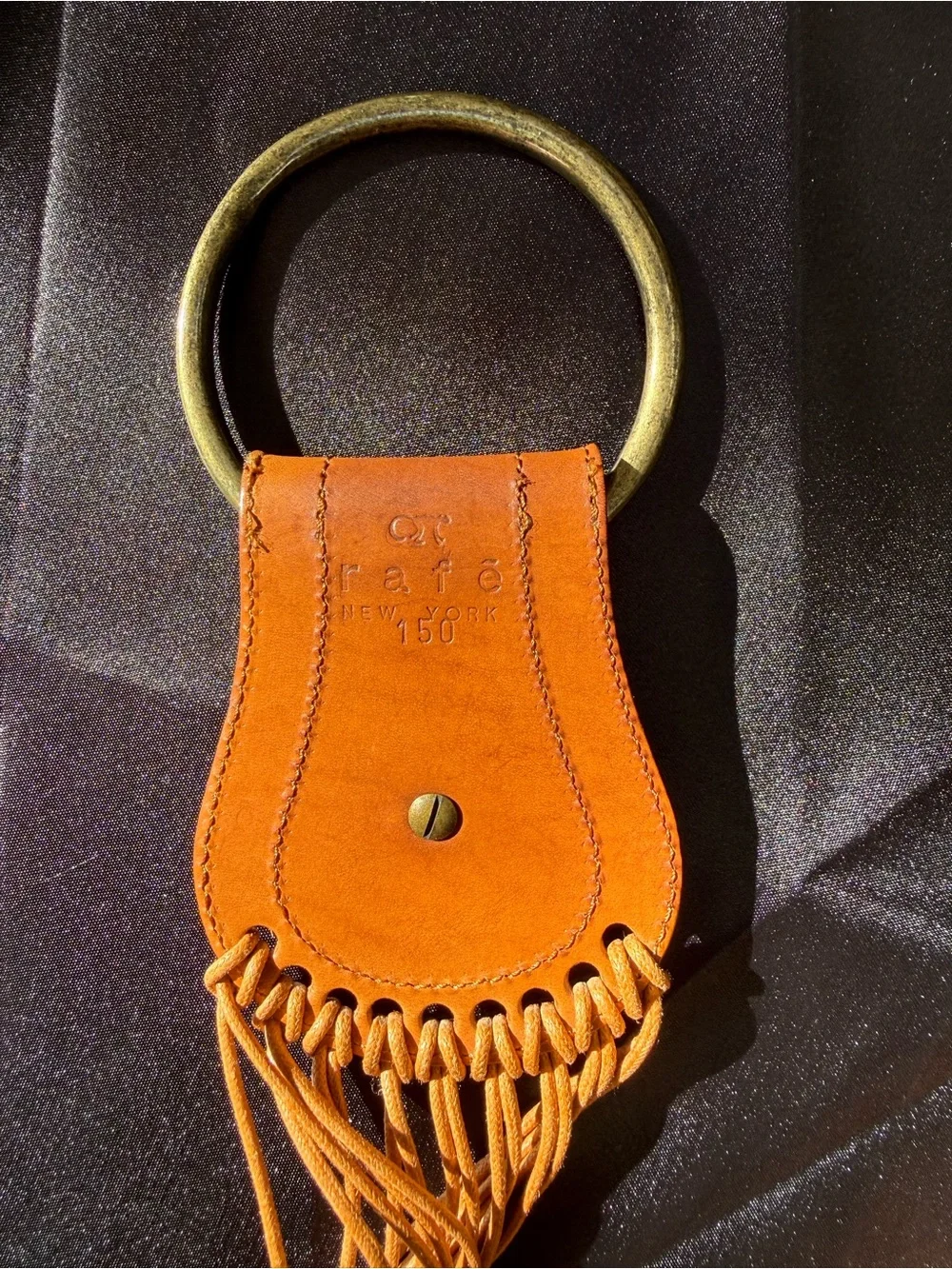 Vintage Rafe New York Tan Braided Leather Fringe Belt